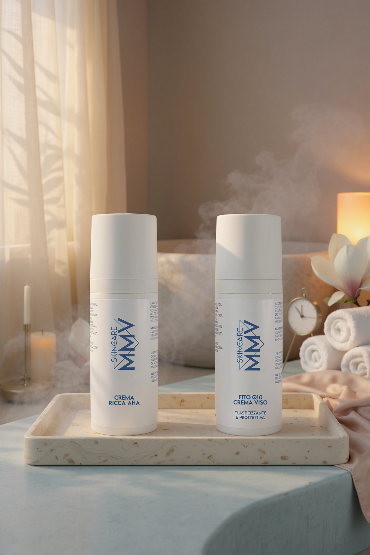 DUO Creme Anti-age (CREMA RICCA AHA || Crema notte  viso e collo illuminante per pelle matura+FITOQ10 || Crema Viso e collo giorno rigenerante per pelle matura 50ml)