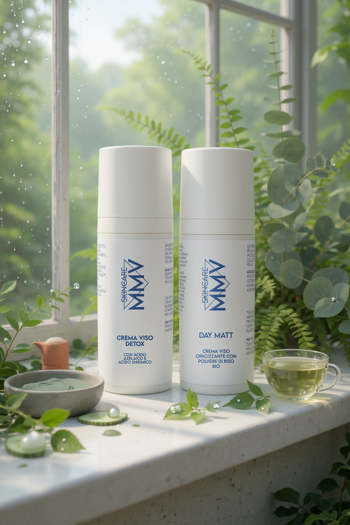 DUO Creme Pelle Mista(DAY MATT || Crema viso opacizzante effetto primer + CREMA VISO DETOX || Crema leggera per pelle mista- grassa- che suda molto 50ml)